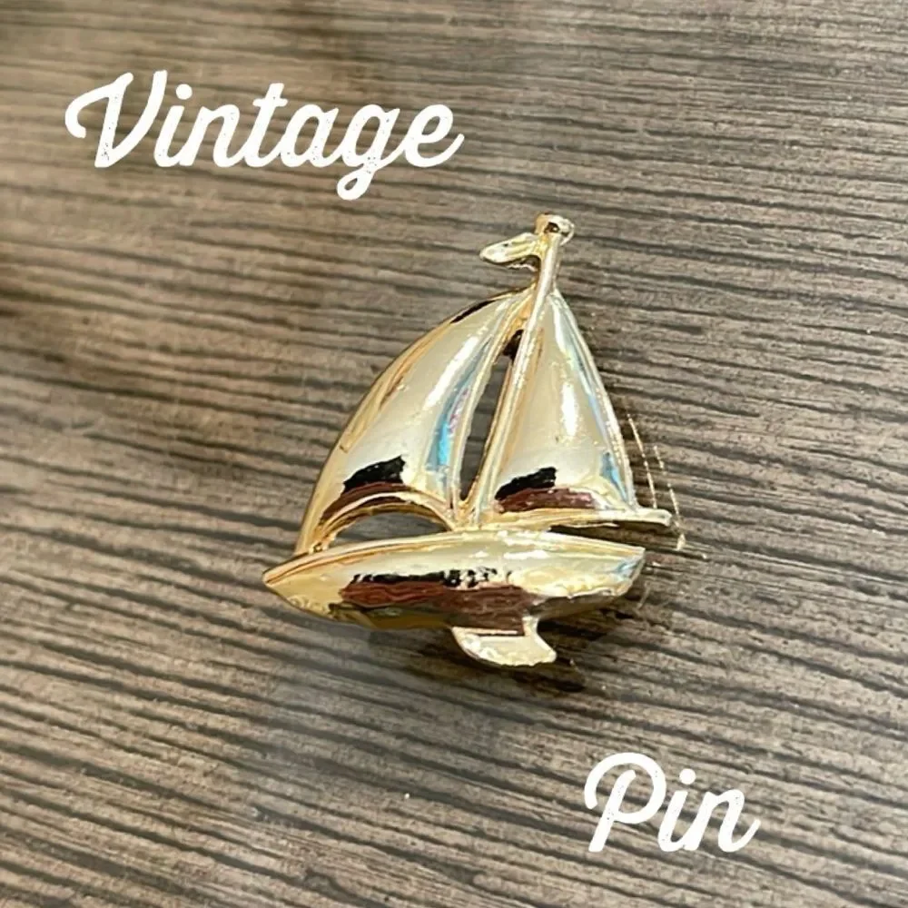 Vintage Gold-tone Sailboat Pin - Nautical Theme Brooch